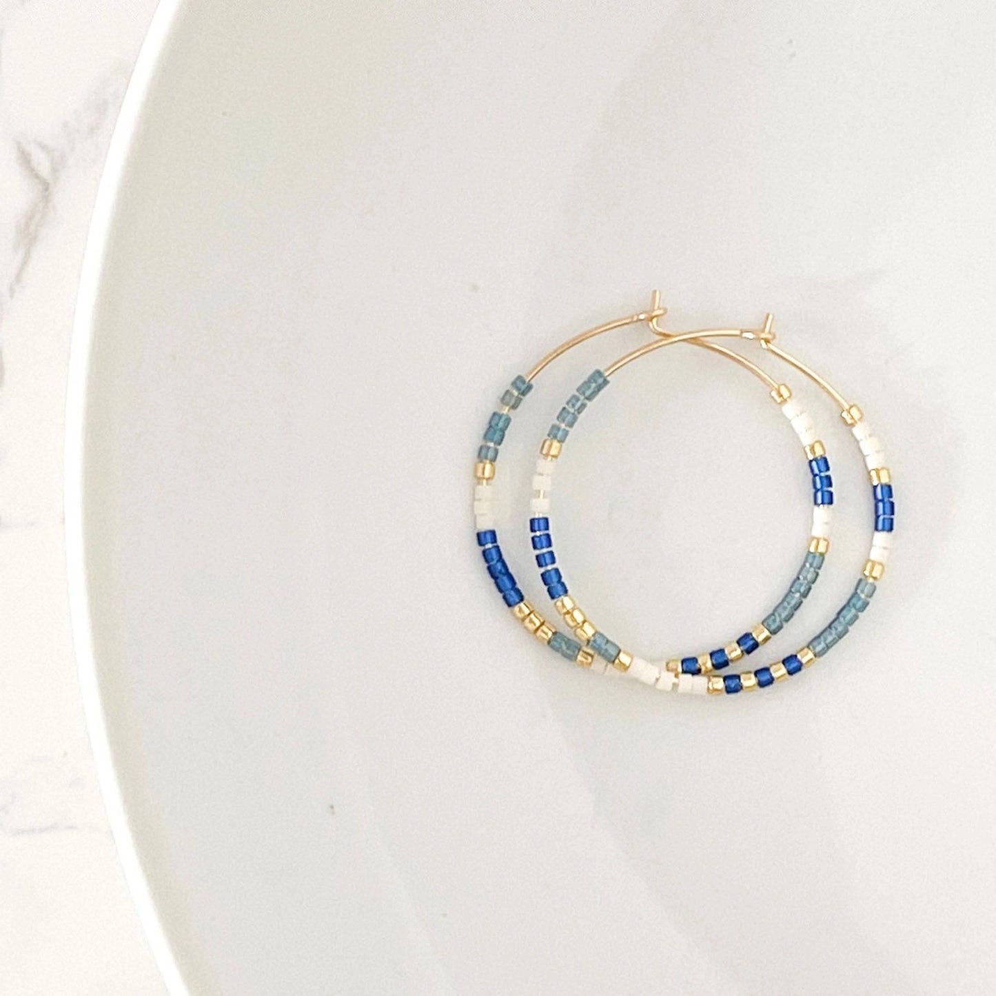 Summer Edition Beaded Hoop Earrings, 14k Gold Fill & Silver