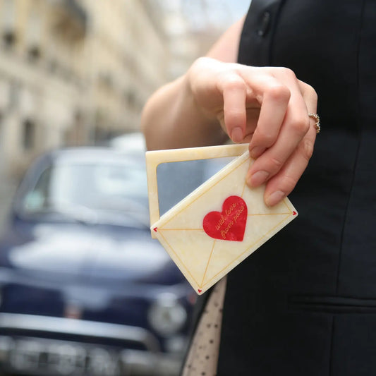Hand-Painted Love Mail Compact Mirror | Eco-Friendly