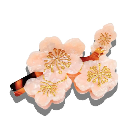 Hand-Painted Cherry Blossom Flower Claw Hair Clip | Eco-Friendly