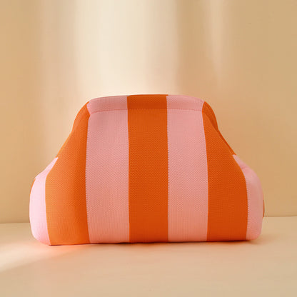 Compact Urban Chic Stripe Design Clutch Bag Makeup Pouch