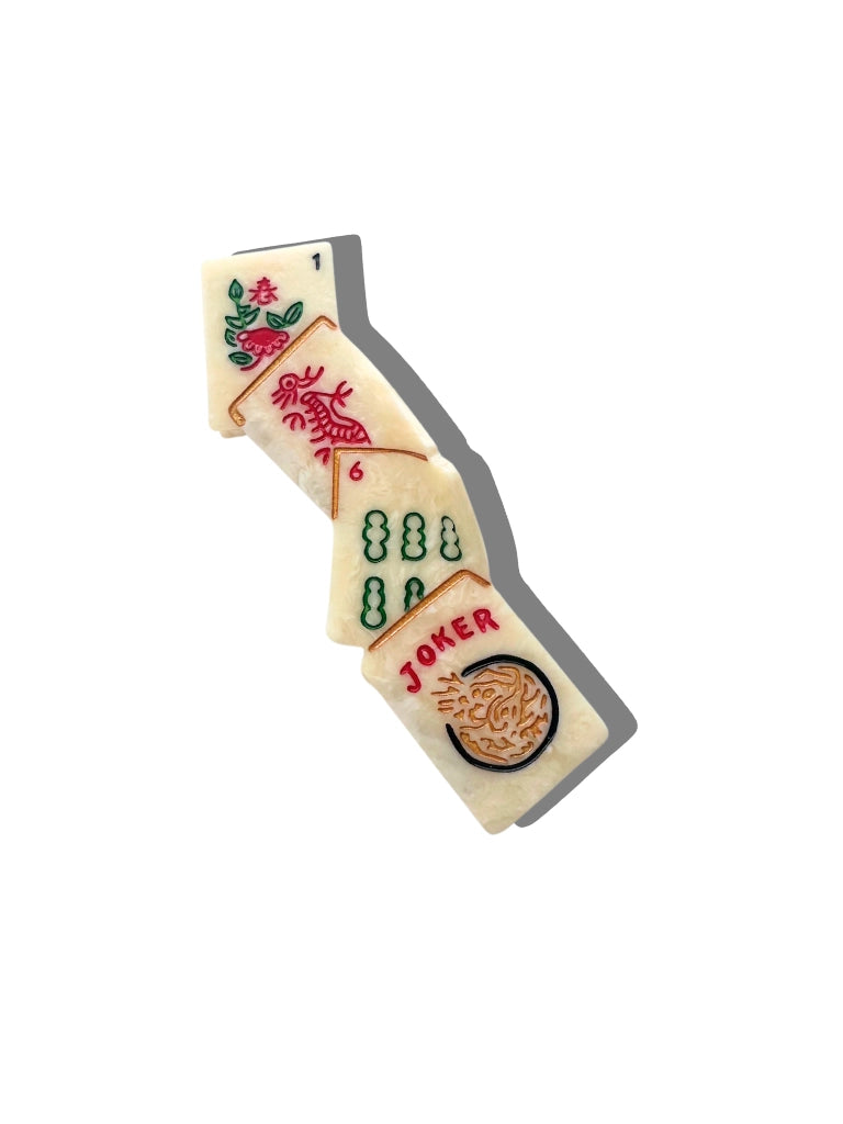 Hand-Painted Mahjong Claw Hair Clip | Eco-Friendly