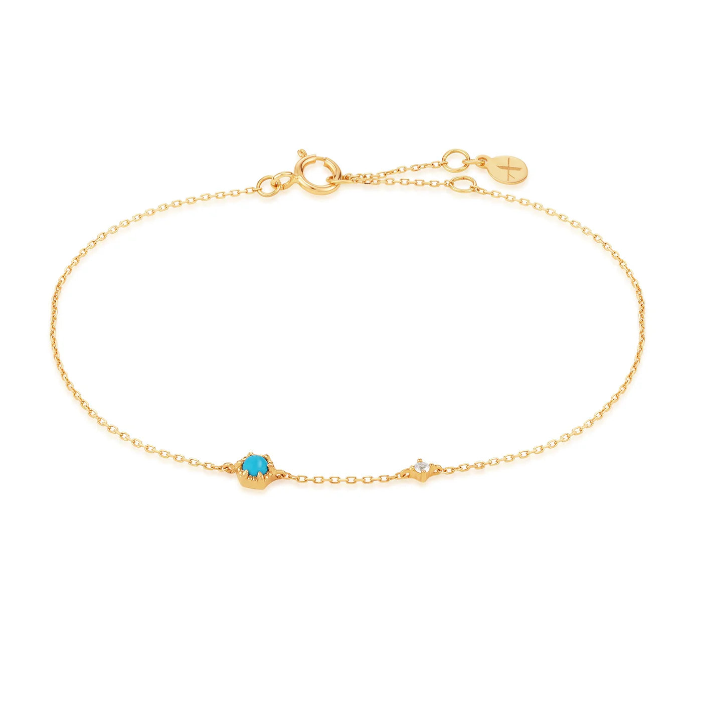 Turquoise and 14k gold bracelet