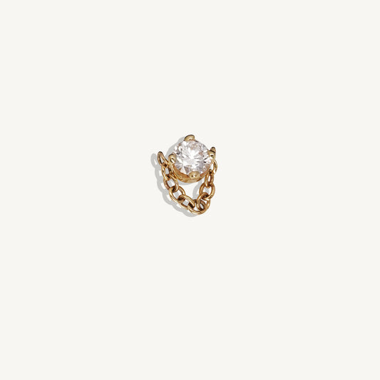 14k Yellow Gold with Diamond Stud Earring