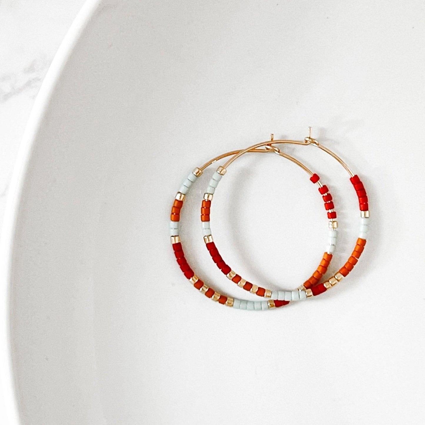 Summer Edition Beaded Hoop Earrings, 14k Gold Fill & Silver