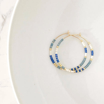 Summer Edition Beaded Hoop Earrings, 14k Gold Fill & Silver