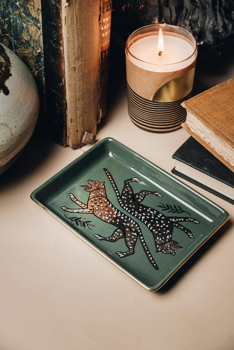 Duo Leopard Ceramic Tray