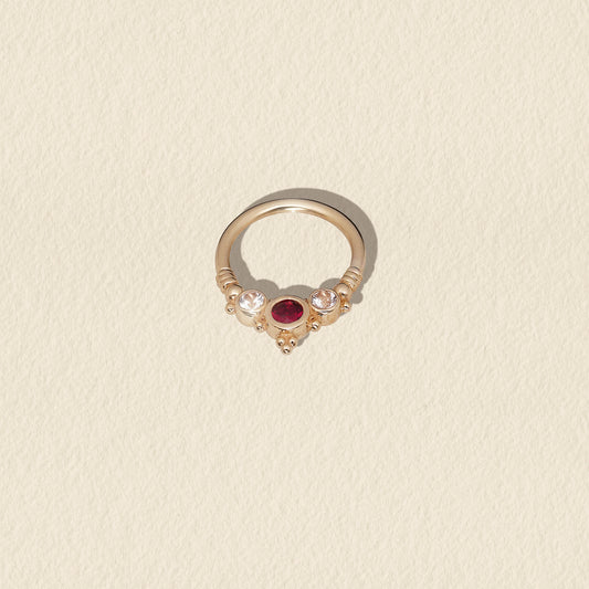 14k Yellow Gold and Ruby Seam Ring